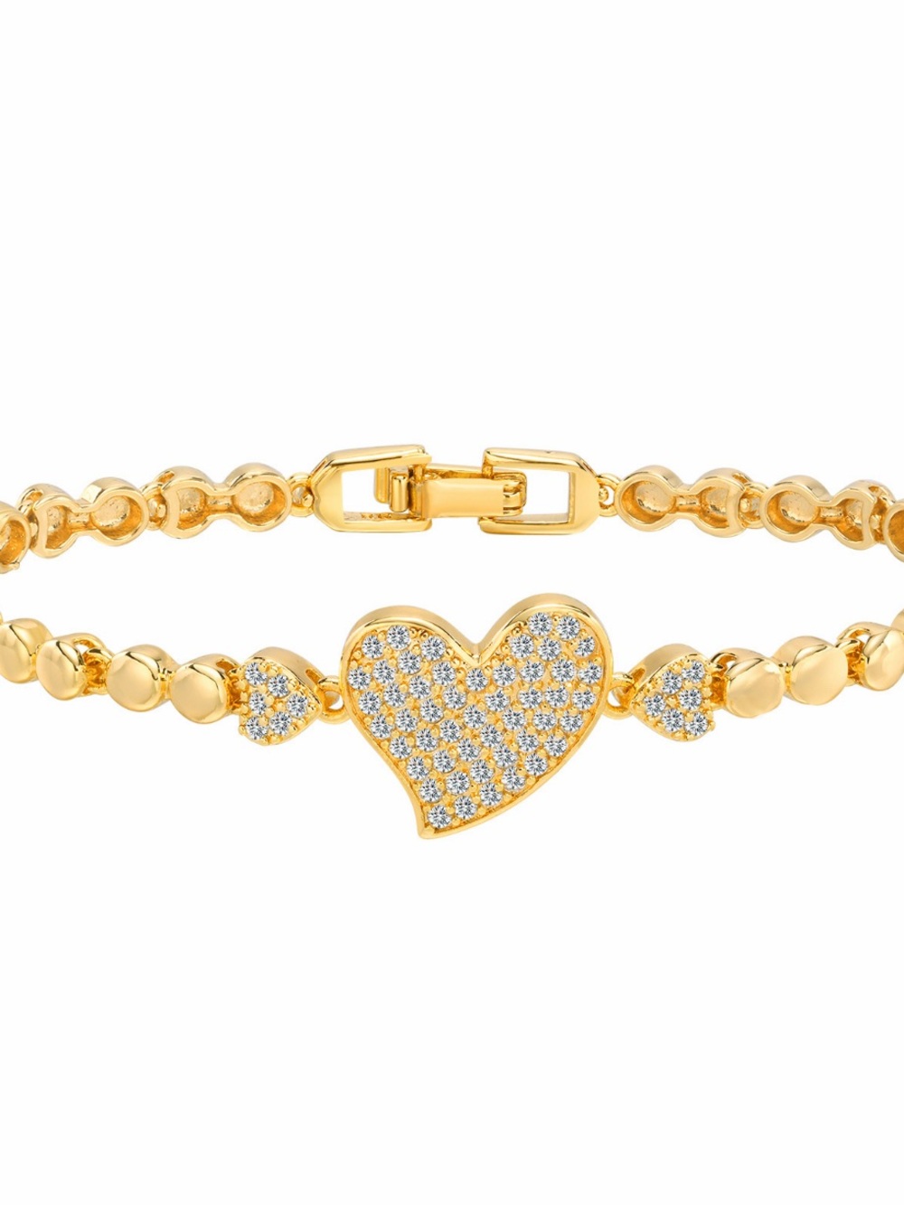 Gold Heart Pavé Bracelet - Unbranded